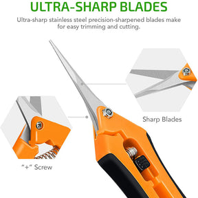 Home & Living165mm Gardening Pruning Shears Hand Scissors with Straight Stainless Steel Blades for Trimming Herbs Flowers Plants -Orange