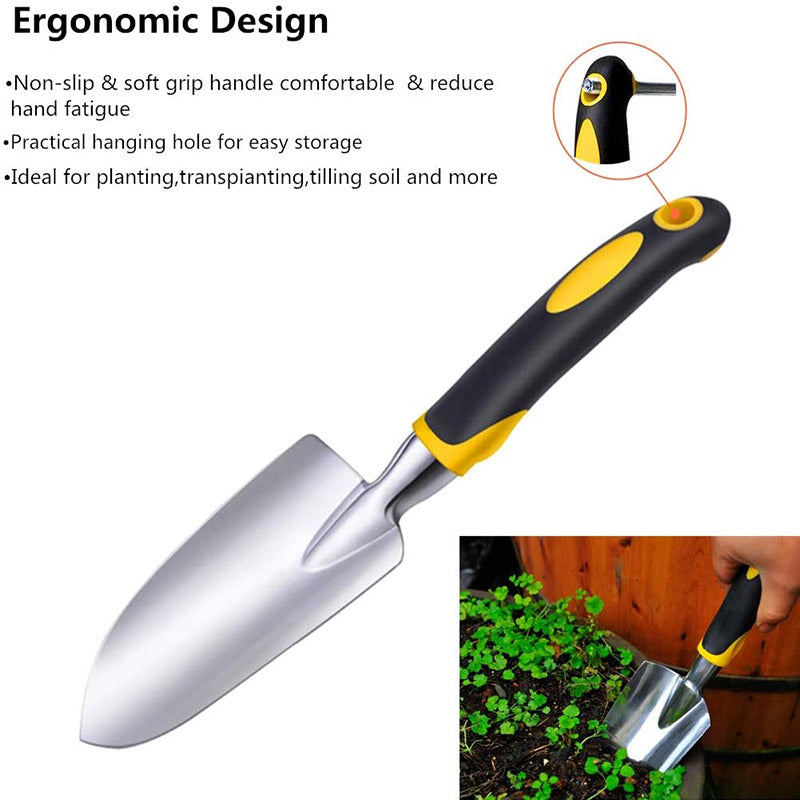 3Pcs Heavy Duty Gardening Tools Cast Aluminum with Soft Rubberized Non-Slip Handle Garden Tools Set -Yellow