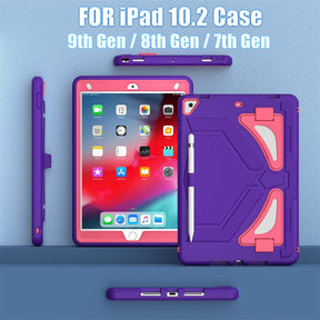 iPad Case Heavy Duty with Kickstand for iPad 10.2 inch 2021/2020/2019-PurpleRosered