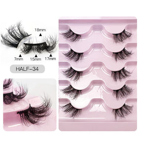 Half Lashes Natural Looking Cat Eye Fluffy 3D Curly False Eyelashes-34