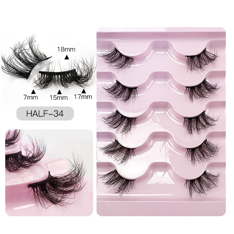 Half Lashes Natural Looking Cat Eye Fluffy 3D Curly False Eyelashes-34