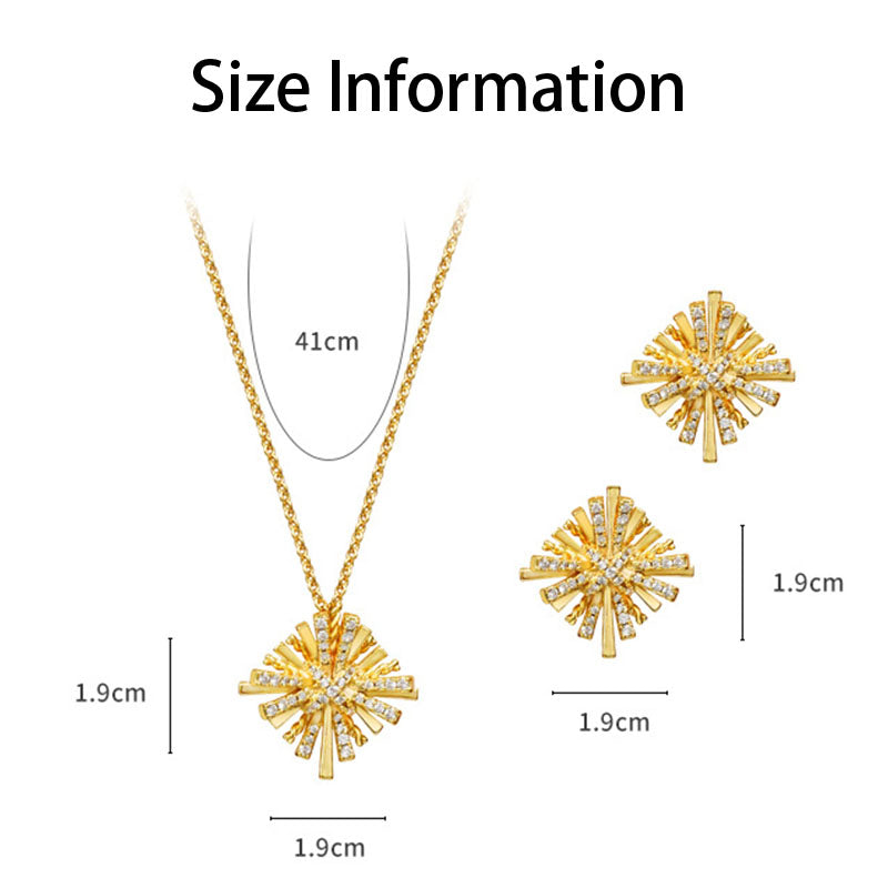 Womens Geometric Irregular Star Pendant Necklace Earrings Set