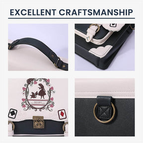 Women Vintage Messenger Bag Lolita Cute Handbags for Girls-White