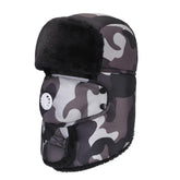 Winter Hats for Men Windproof Warm Hat with Ear Flaps for Skiing And Outdoor Riding-Camouflage Grey