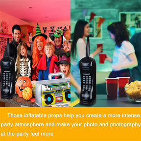 2 Pieces Inflatable Radio Inflatable Mobile Phone Props for 80s 90s Party