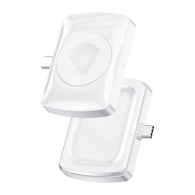 2 in 1 Double Sided Wireless Charger for AirPods and Apple Watch 1/2/3/4/5/6/7/SE-White