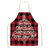 Black and Red Plaid Christmas Apron for Home Kitchen Cooking-A10