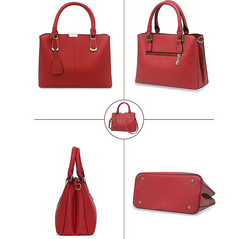 Womens Fashion Handbags Top Handle High Capacity Tote-WineRed