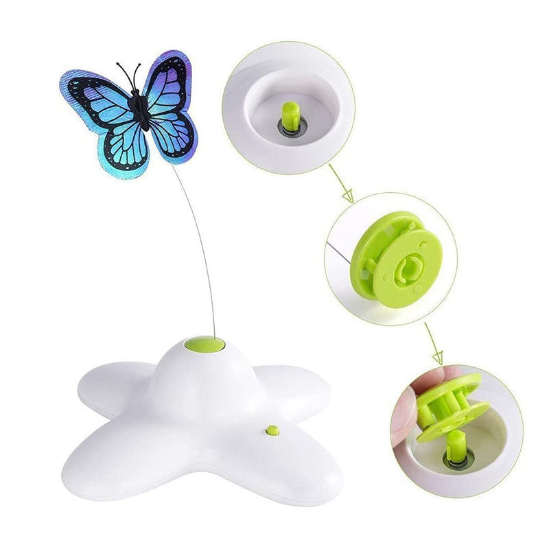 Cat Interactive Butterfly Toy with Two Replacement Flashing Butterfly Toys