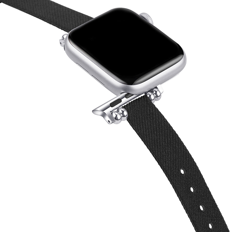 Slim Canvas Watch Band With Positioning Beads For Apple Watch SE/6/5/4/3/2/1(Black)