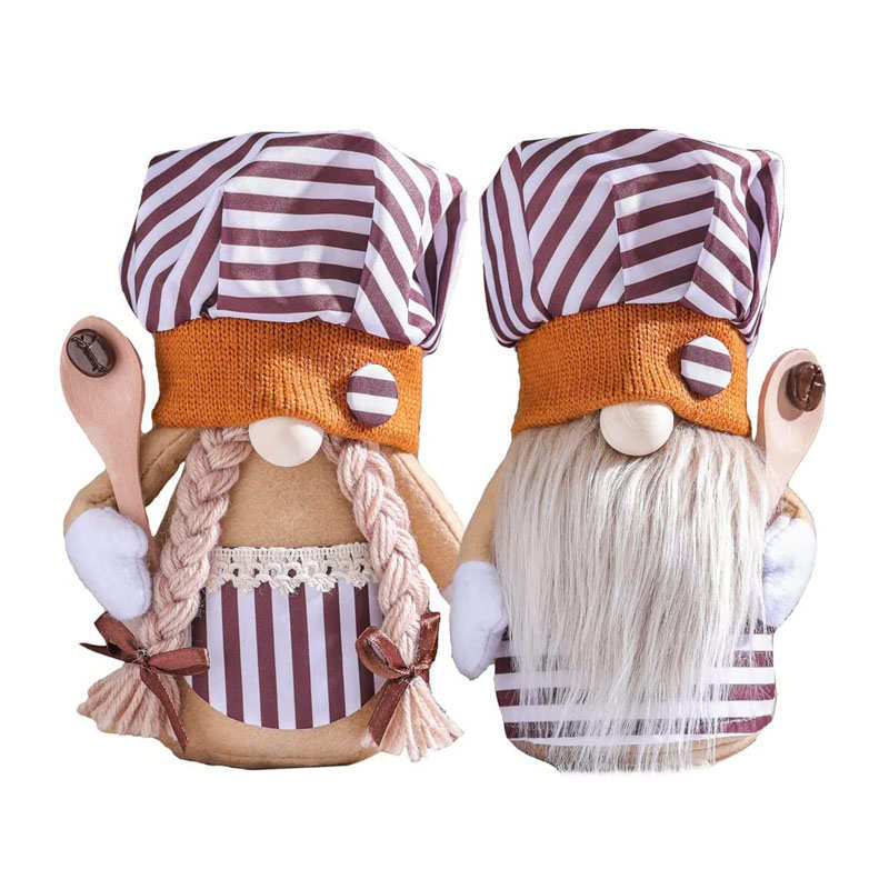 2 Pcs Coffee Gnomes Plush Home Kitchen Tray Decoration