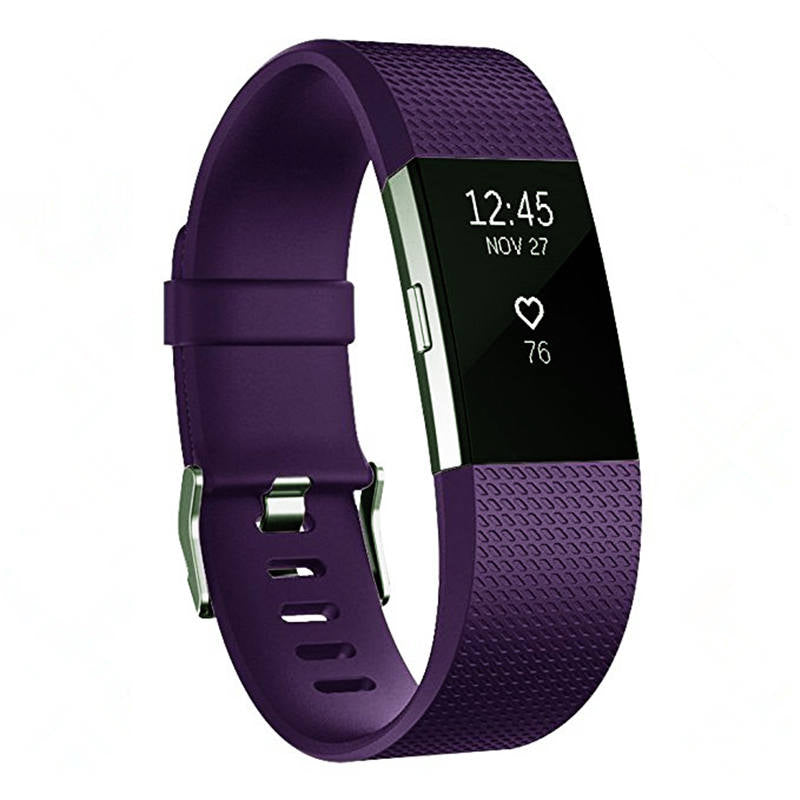 Replacement Strap For Fitbit Charge 2 Silicone Adjustable Sports Wristband-Dark Purple