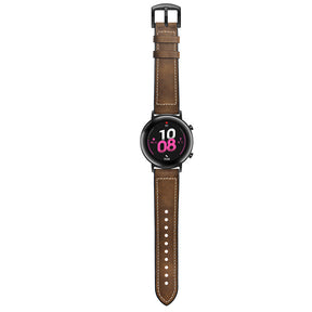 Silicone Leather Watch Strap 22mm 20mm For Samsung Galaxy Watch  - Dark Brown
