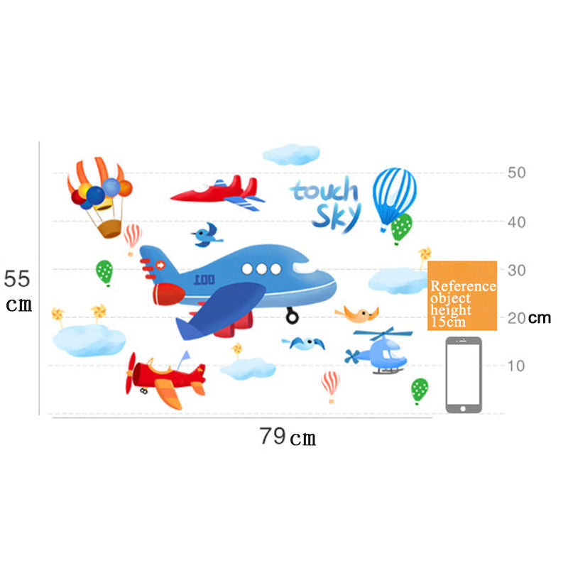 Creative Cartoon Removable 3D Wall Stickers Airplane & Hot Air Balloon Decoration For Children Room-08