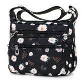 Women Nylon Floral Crossbody Bag Multi Pocket Shoulder Bag-Sun Flower