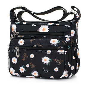 Women Nylon Floral Crossbody Bag Multi Pocket Shoulder Bag-Sun Flower
