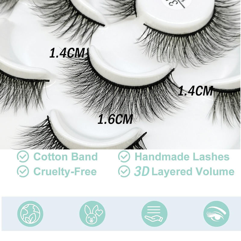 10 Pairs 3D False Eyelashes Reusable Wispy Cat Eye Natural Look Lashes-110