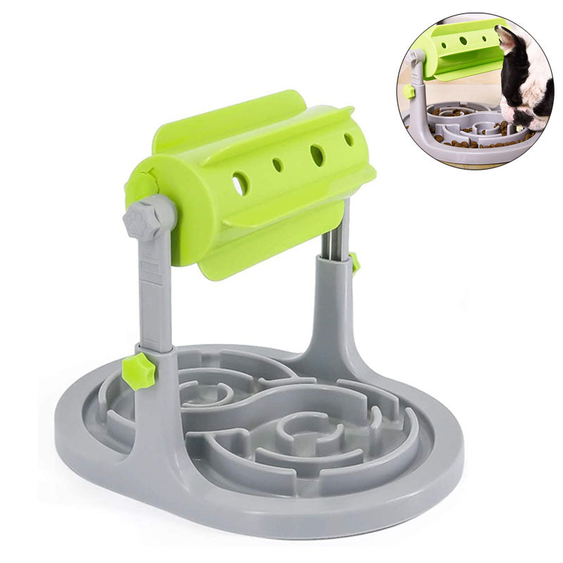 Interactive Dog Cat Food Puzzle Toy Pet Roller Slow Feeder Height Adjustable