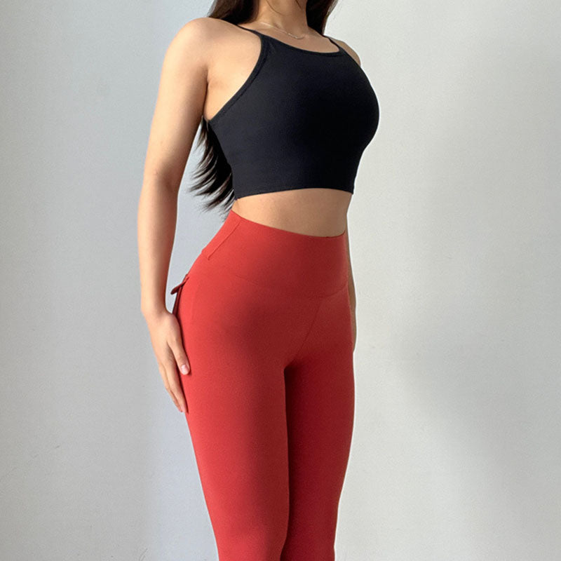 Womens Yoga Pants High Waist Leggings with Pockets for Workout-Passion Red