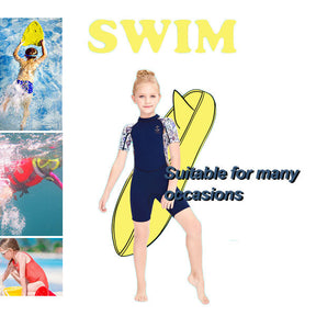 Adore 2.5mm Kids Wetsuit Warm One-piece Short-sleeved Thickened Wetsuit For Big Kids-M150657K-Navy