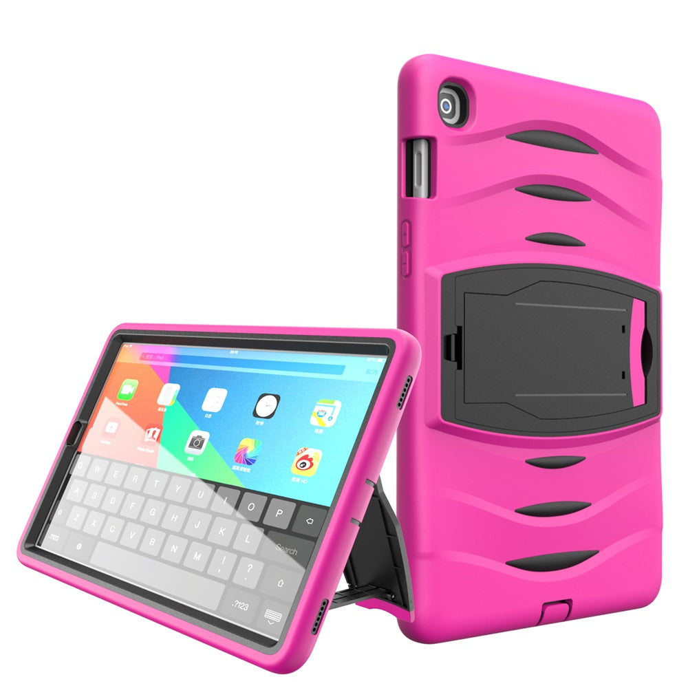 Shock Wave Kickstand Case Heavy Duty Rugged Anti-Fall Protection For Samsung Tab S5E 10.5 T720/T725(2019)-Rose Red