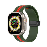 Silicone Bicolor Band with Magnetic Folding Buckle for Apple Watch-9