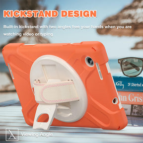 Tablet Case Heavy Duty with Swivel Stand for Lenovo Tab M8 4th Gen-Orange