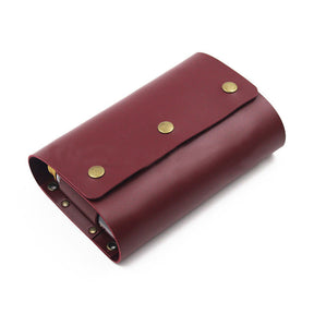 Portable Spice Bag Leather Seasoning Storage Bag With Bottle-Claret