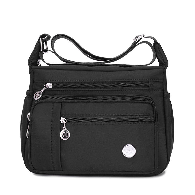 Women Shoulder Handbag Roomy Multiple Pockets Fashion Crossbody Purse-Black