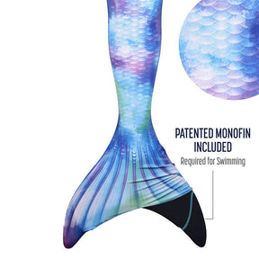 Kids Atlantis Mermaid Tails For Swimming Swimsuit With Flippers-Azure