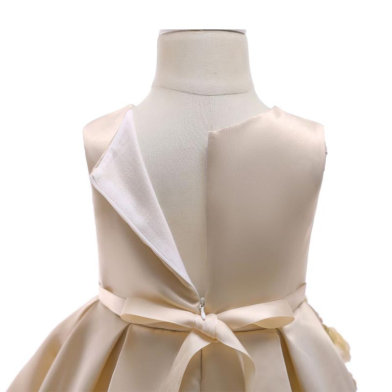 2-9 Years Flower Girls Dress Wedding Party Embroidered Dress-Champagne