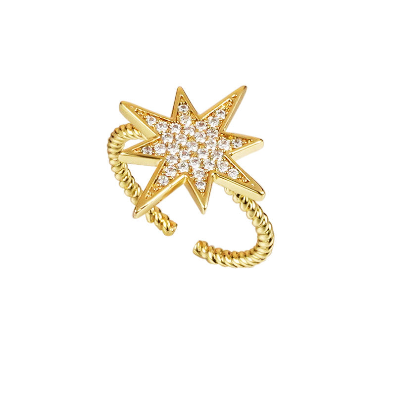 Gold Stack Twisted Ring Star Wrap Open Ring For Women