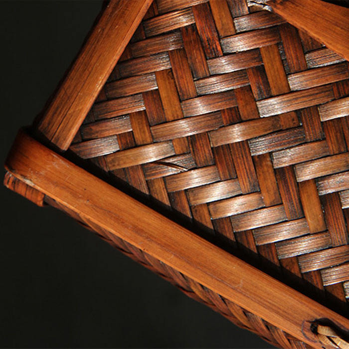 Retro Womens Bamboo Handbag Handmade Large Tote Bag Wicker Storage Basket Bag-Five Bars