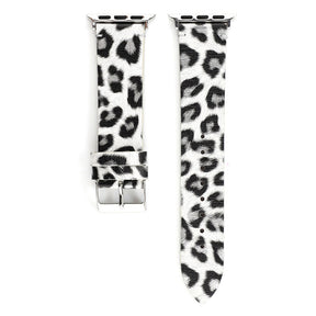 Fashion Leopard Pattern PU Leather Watch Band Microfiber Design For Apple Watch SE/6/5/4/3/2/1(Silver)