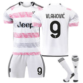 Juventus Away Jersey VLAHOVIC #9 Soccer Jersey Kids Adult 3-Pieces Jersey Kits