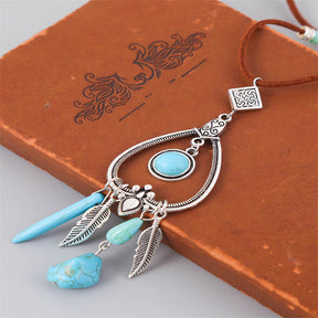 Turquoise Pendant Suede Necklace for Women-2