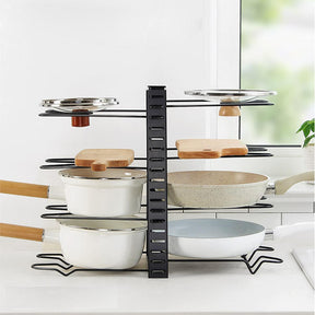 8 Tiers Adjustable Pots and Pans Organizer Rack for Cabinet Kitchen Cookware Organizer