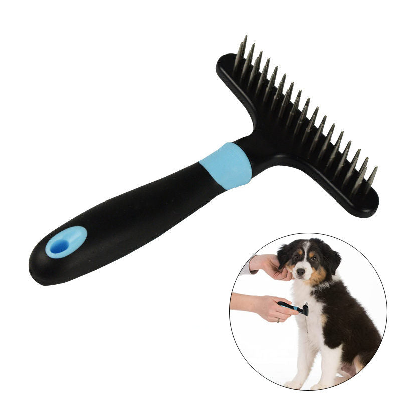 Pet Rake Hair Removal Brush Double Row of Stainless Steel Pins Comb