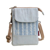 Small Crossbody Cellphone Bag with Shoulder Strap Denim Canvas Wallets-WhiteHole