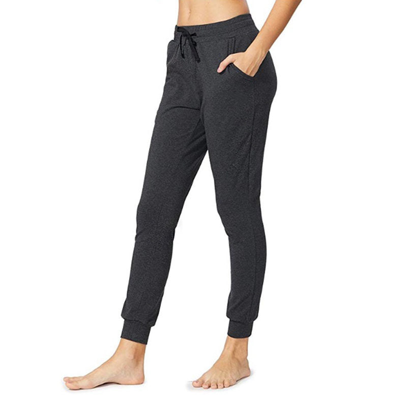 Womens Yoga Jogging Pants Cotton Casual Sports Pants-DarkGray