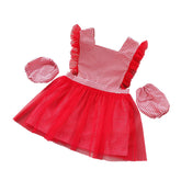 Girls Princess Dress Apron with Sleeves Covers for Cooking Painting-Red Plaid