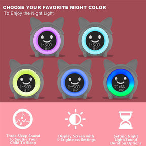 Alarm Clock with Five Color Night Light for Kids Bedroom-Pink