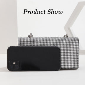 Womens Handbag Glitter Rhinestones Bag Evening Clutch for Party Wedding-Black