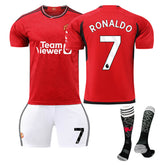 Red Devil Man Utd Home Jersey RONALDO #7 Soccer Jersey Kids Adult 3Pcs Jersey Kits