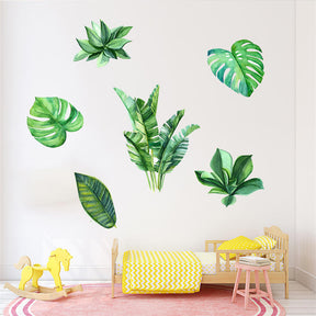 Removable 3D Nordic Green Plants Fresh Leaves Wall Stickers Home Art Decor