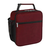 Insulated Lunch Bag Tough Reusable Adult Lunchbox With Water Bottle Holder -WineRed