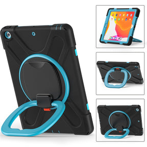 B-OnePiece iPad Case+Neck Strap Heavy Duty Rugged Anti-fall Protective Cover For iPad Mini 1/2/3/4/5/6-Black&Blue