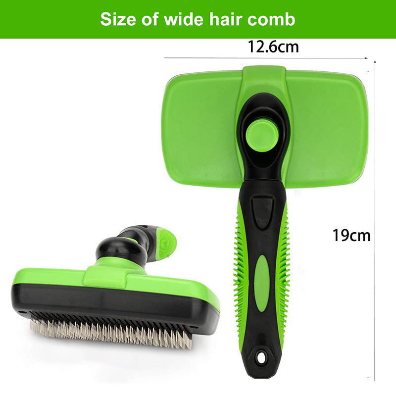 Self-Cleaning Slicker Brush for Pet Grooming Brush to Remove Long Loose Fur-Green