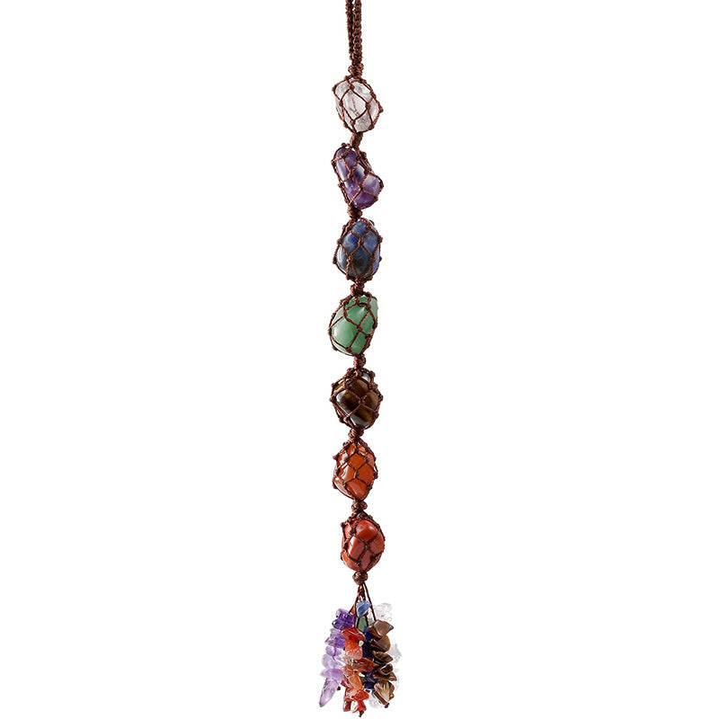 7 Chakras Healing Crystals Wall Hanger Tumbled Gemstones Tassel Spiritual Meditation Hanging Ornament/Window Ornament/Feng Shui
