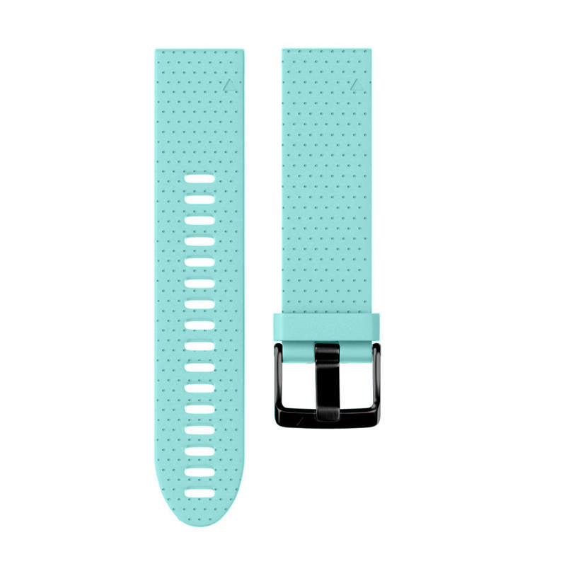 Watch Band For Garmin Fenix  Fenix 5S/ 5S Plus/6S/ 6S Pro Soft Silicone 20mm Replacement Strap Black Steel Buckle-Teal